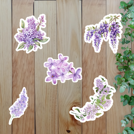 Elegant Lilac Flower Stickers (20-Piece) Sunny Sky Studio