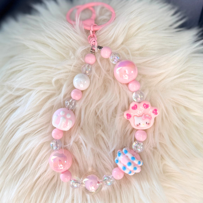 Kawaii Plush Bunny Beaded Keychain - PINK Sunny Sky Studio
