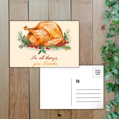 Thanksgiving 6x4 Postcard – Autumn Harvest Greeting Card, Gratitude & Family Celebration, Fall Decor Sunny Sky Studio