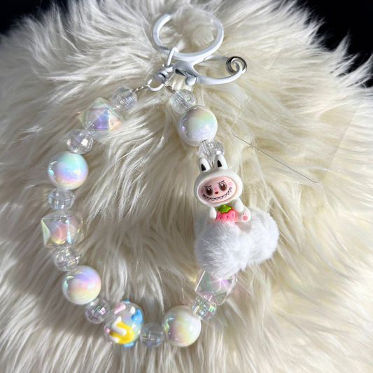 WHITE Cartoon Beads Keychain Sunny Sky Studio