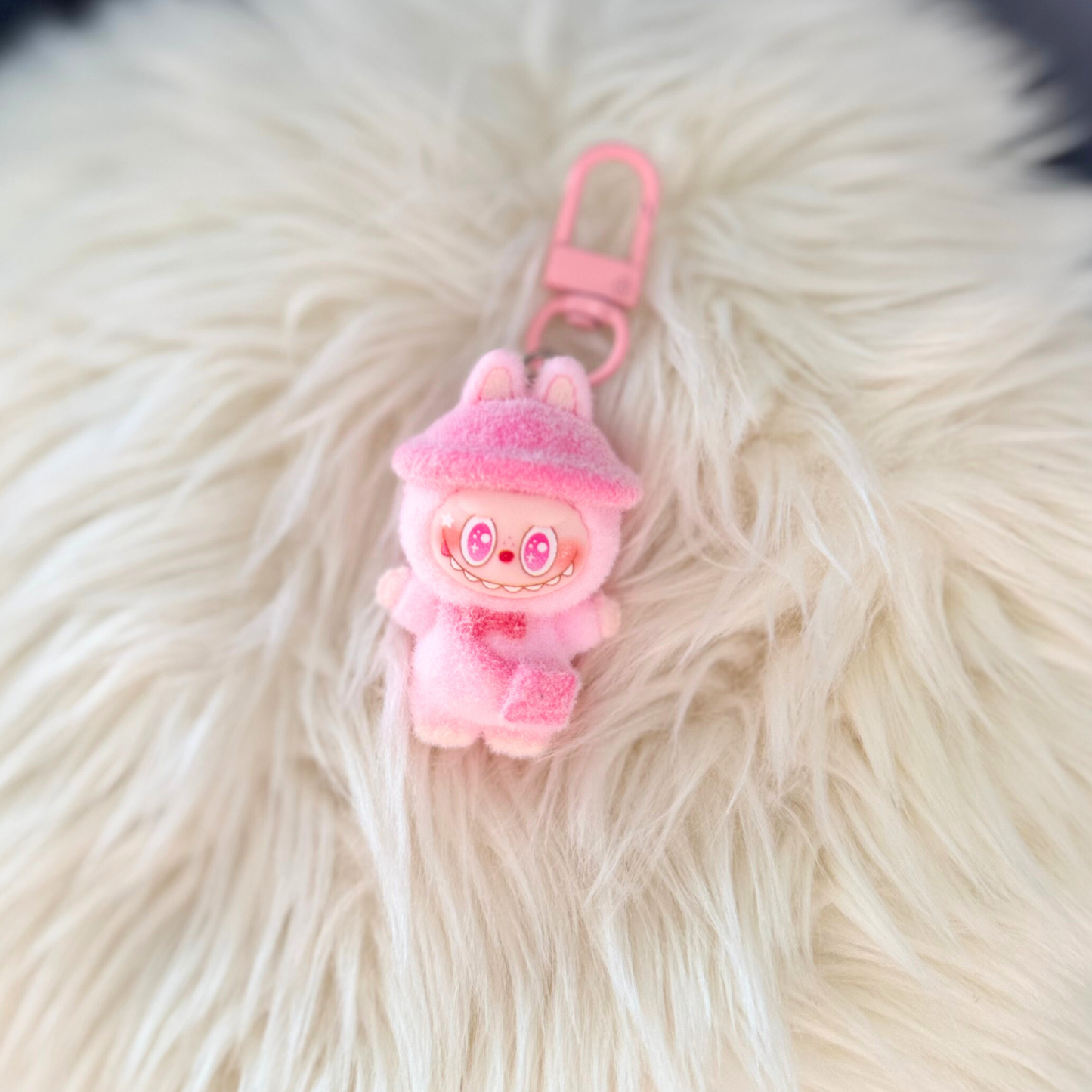 Kawaii Plush Bunny Beaded Keychain - PINK Sunny Sky Studio
