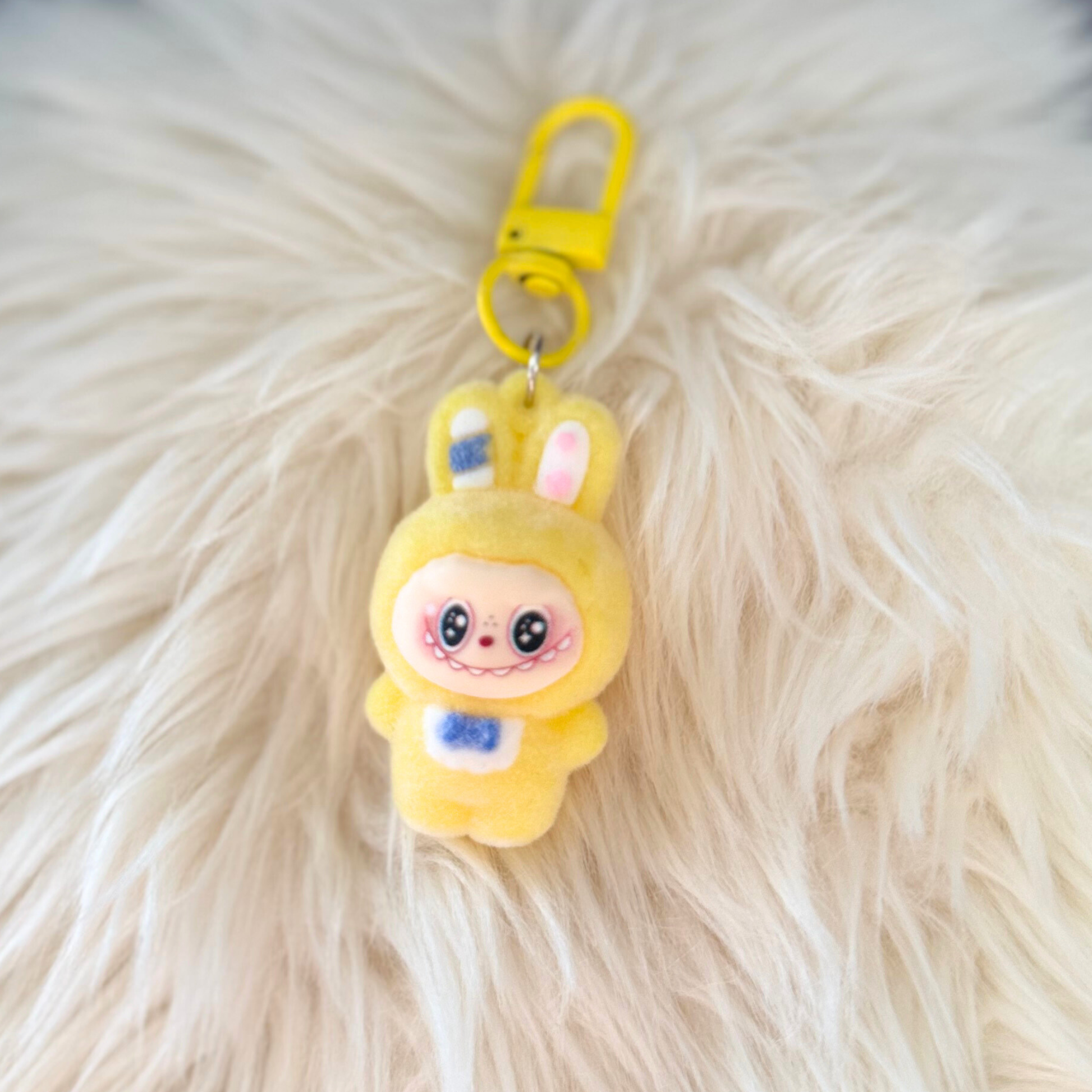 Kawaii Plush Bunny Beaded Keychain - YELLOW Sunny Sky Studio