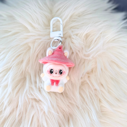 Kawaii Plush Bunny Beaded Keychain - PINK & WHITE Sunny Sky Studio