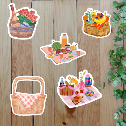 Cute Picnic Stickers (20-Piece) Sunny Sky Studio