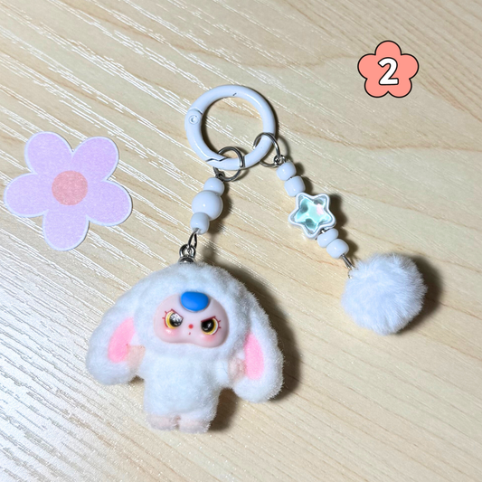 Kawaii Plush Bunny Keychain - WHITE Sunny Sky Studio