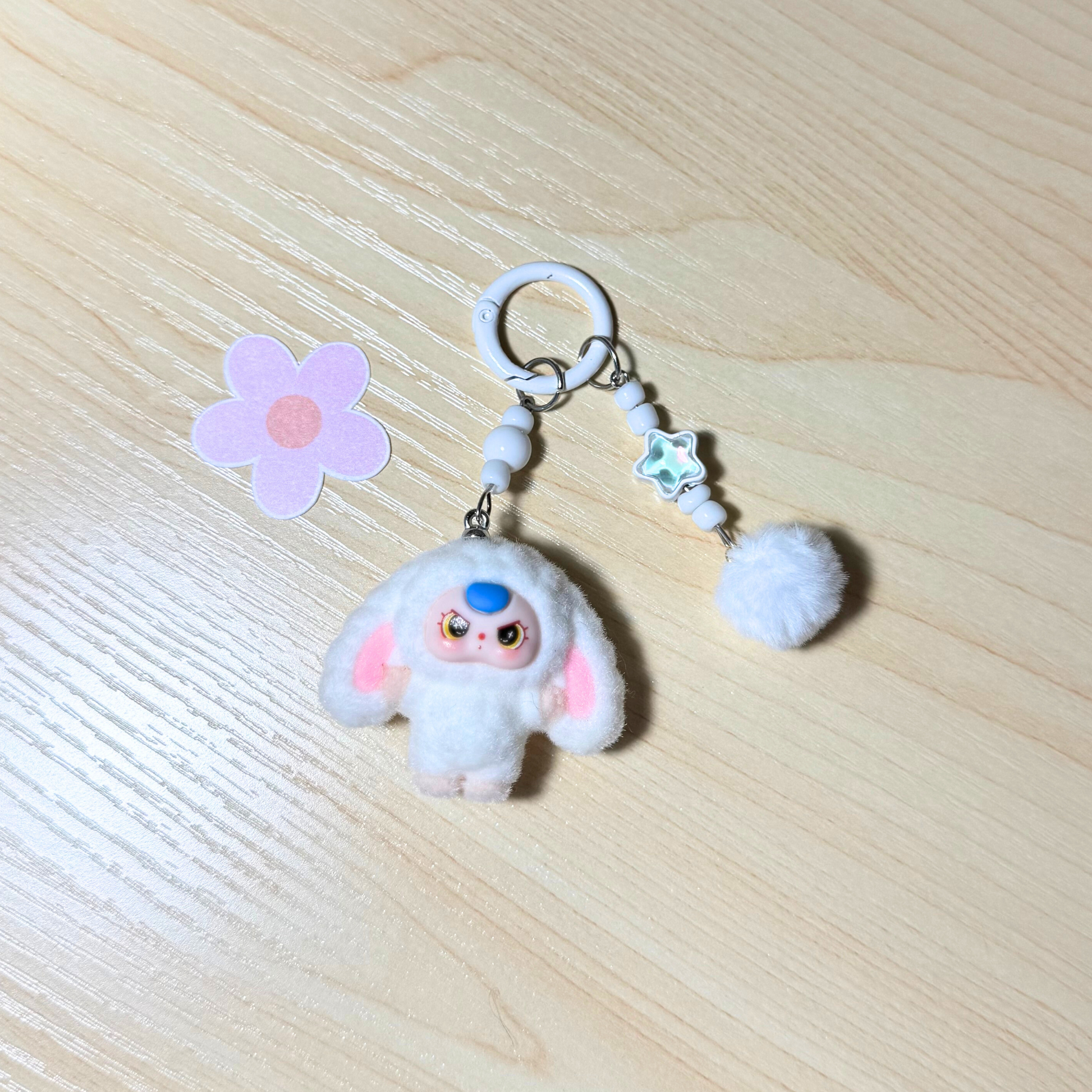 Kawaii Plush Bunny Keychain - WHITE Sunny Sky Studio
