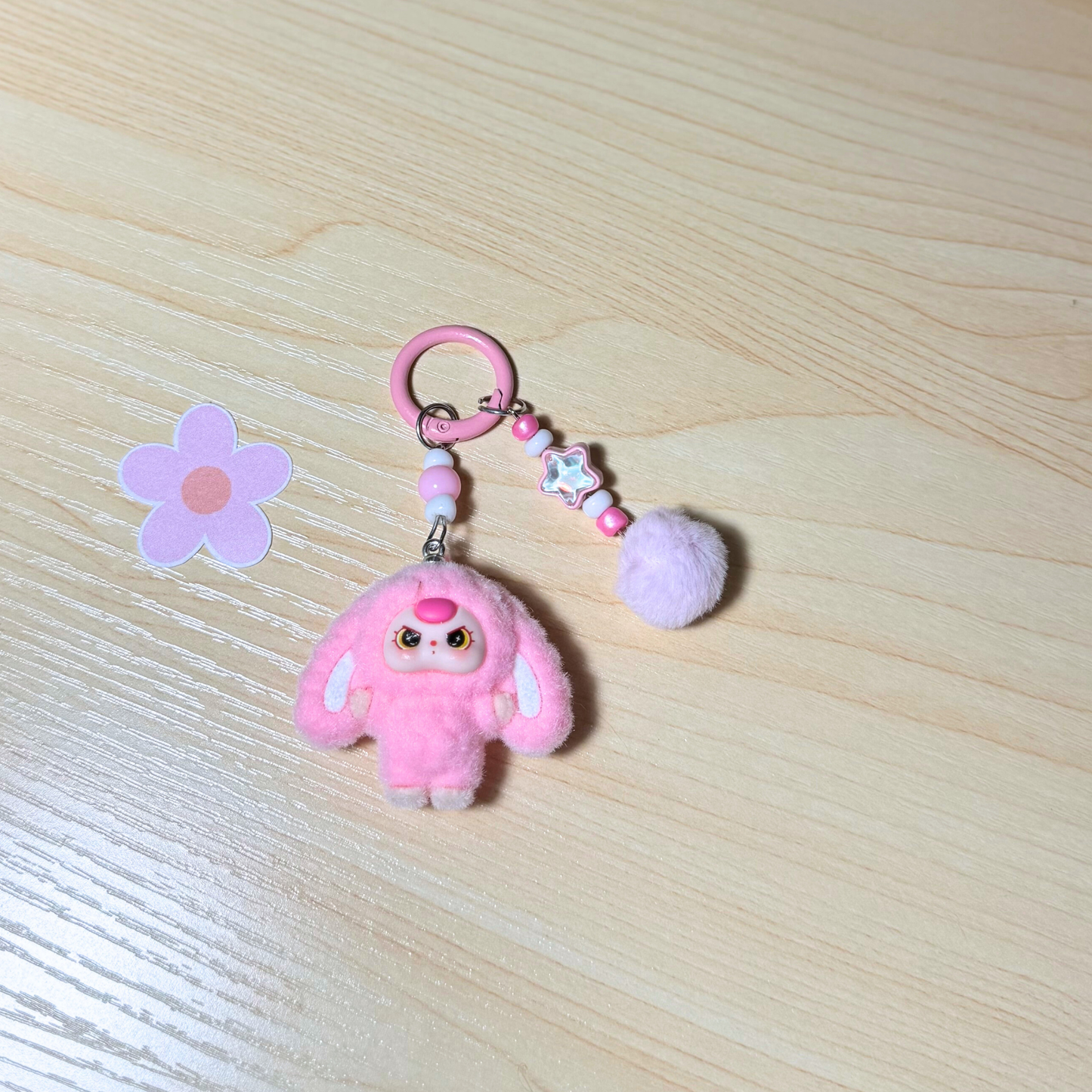 Kawaii Plush Bunny Keychain - PINK Sunny Sky Studio