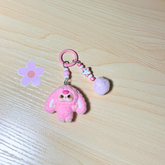 Kawaii Plush Bunny Keychain - PINK Sunny Sky Studio