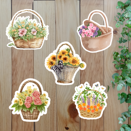 Flower Basket Stickers (20-Piece) Sunny Sky Studio