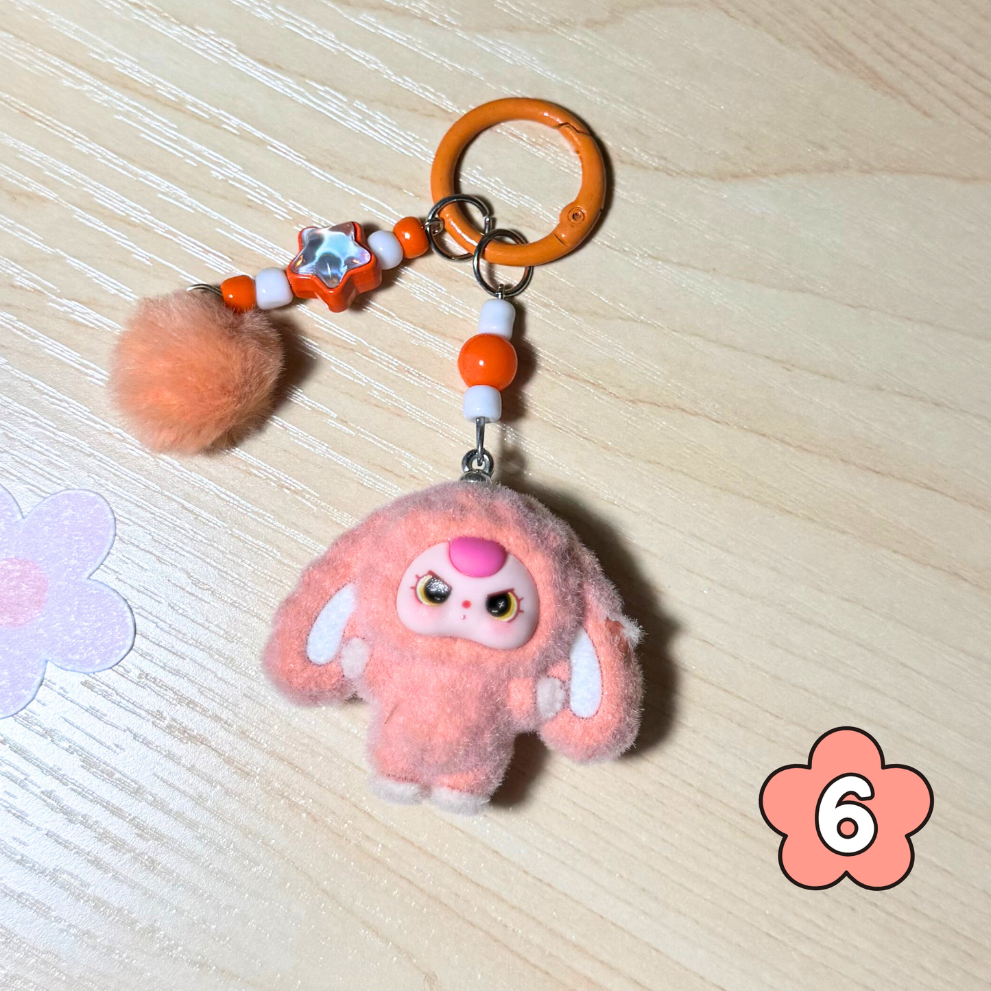Kawaii Plush Bunny Keychain - ORANGE Sunny Sky Studio