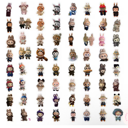 62 Pcs cute Labubu monster plush anime stickers Sunny Sky Studio