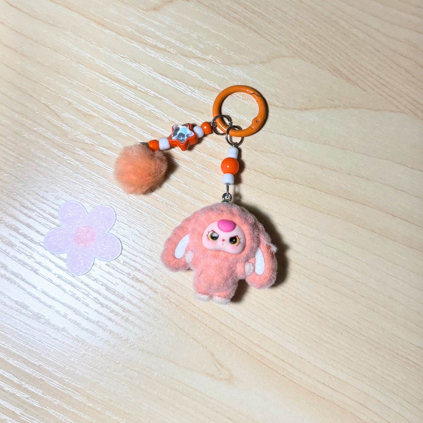 Kawaii Plush Bunny Keychain - ORANGE Sunny Sky Studio