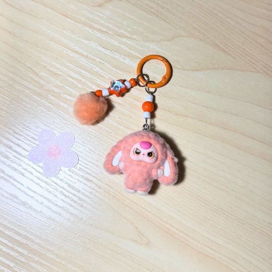 Kawaii Plush Bunny Keychain - ORANGE Sunny Sky Studio