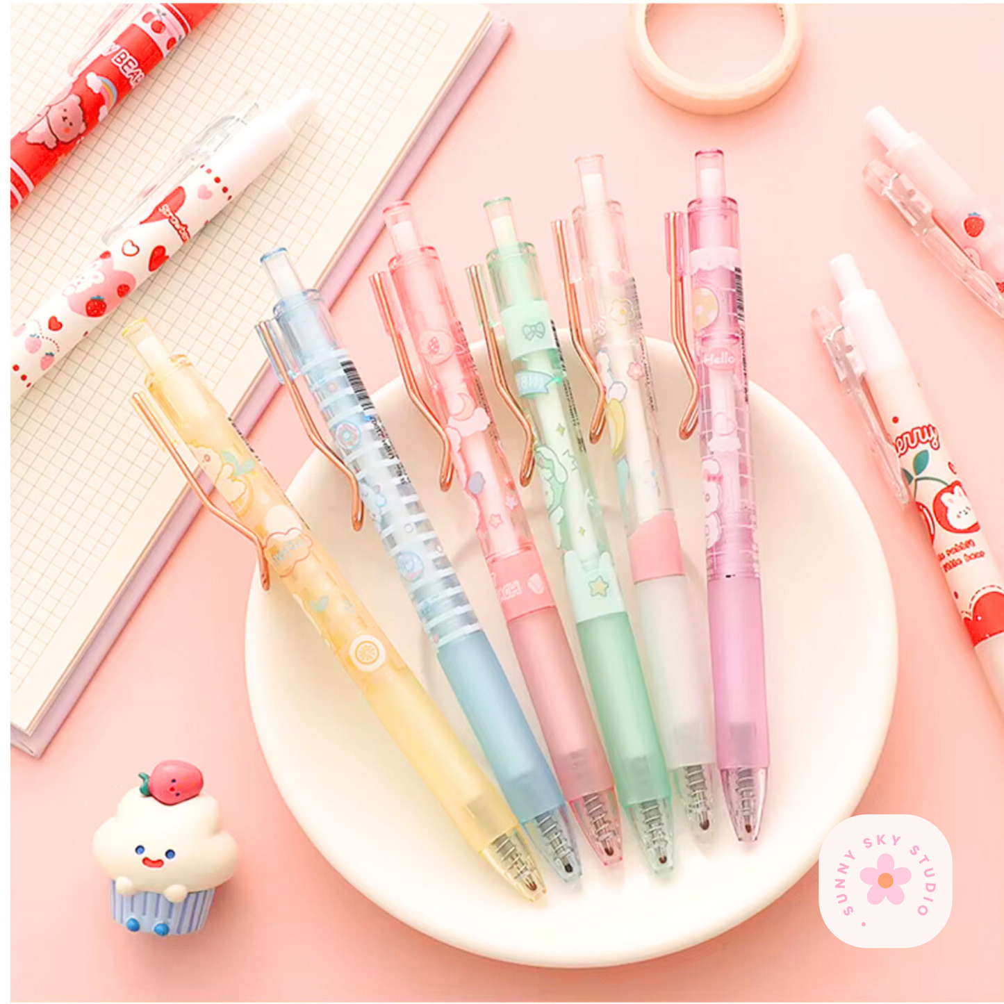 Cartoon Animals Gel Pen Set 12-Piece Sunny Sky Studio