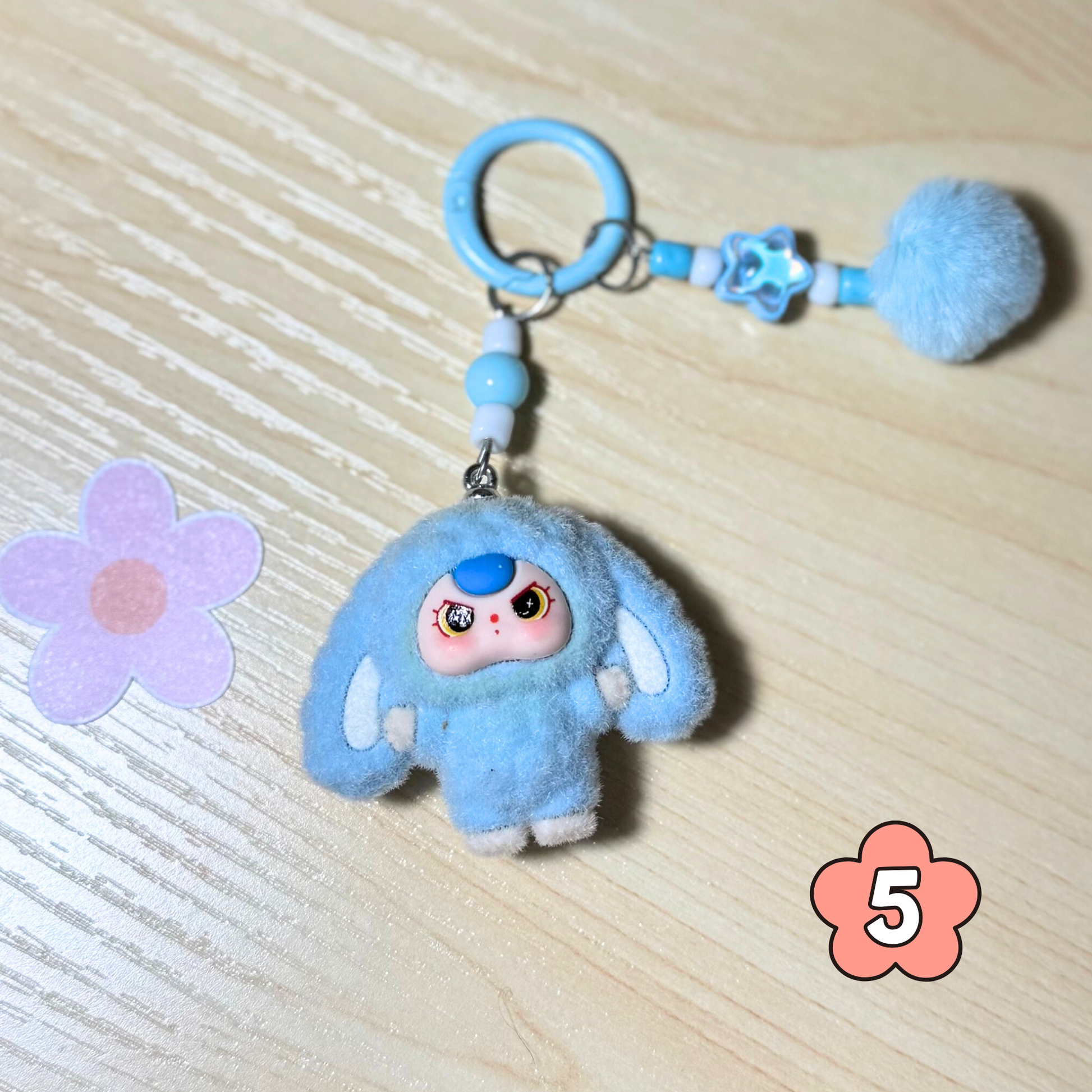 Kawaii Plush Bunny Keychain - BLUE Sunny Sky Studio