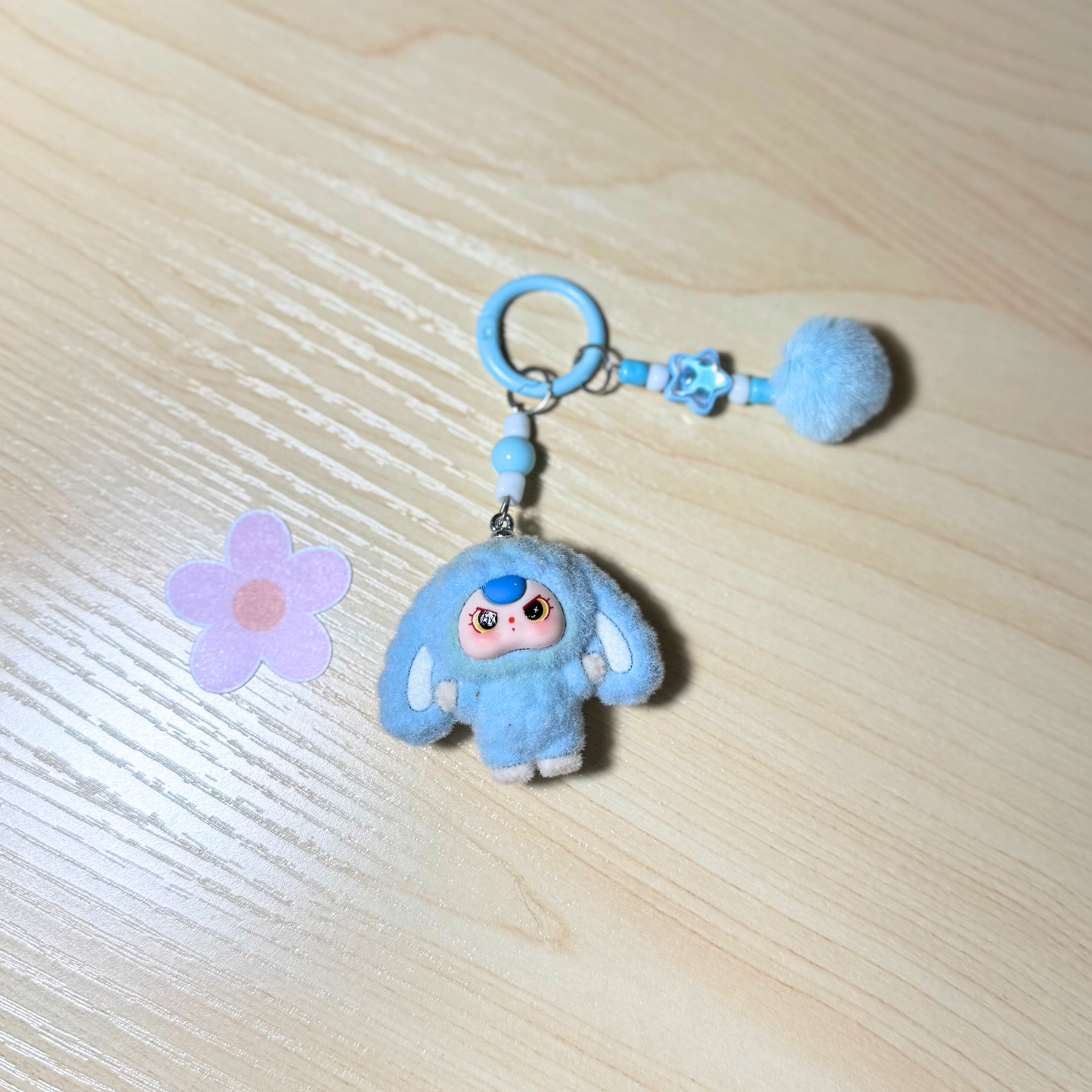 Kawaii Plush Bunny Keychain - BLUE Sunny Sky Studio