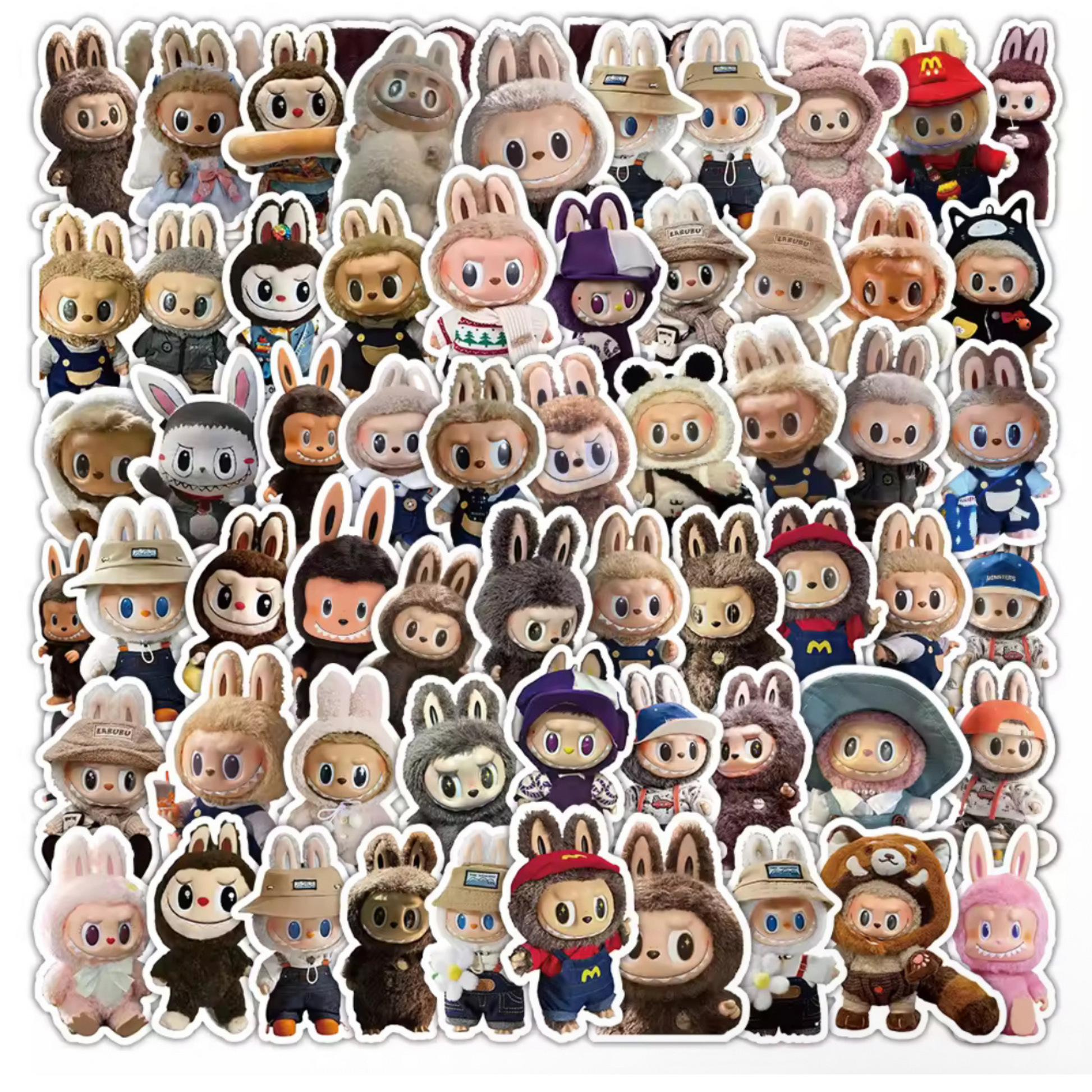 62 Pcs cute Labubu monster plush anime stickers Sunny Sky Studio