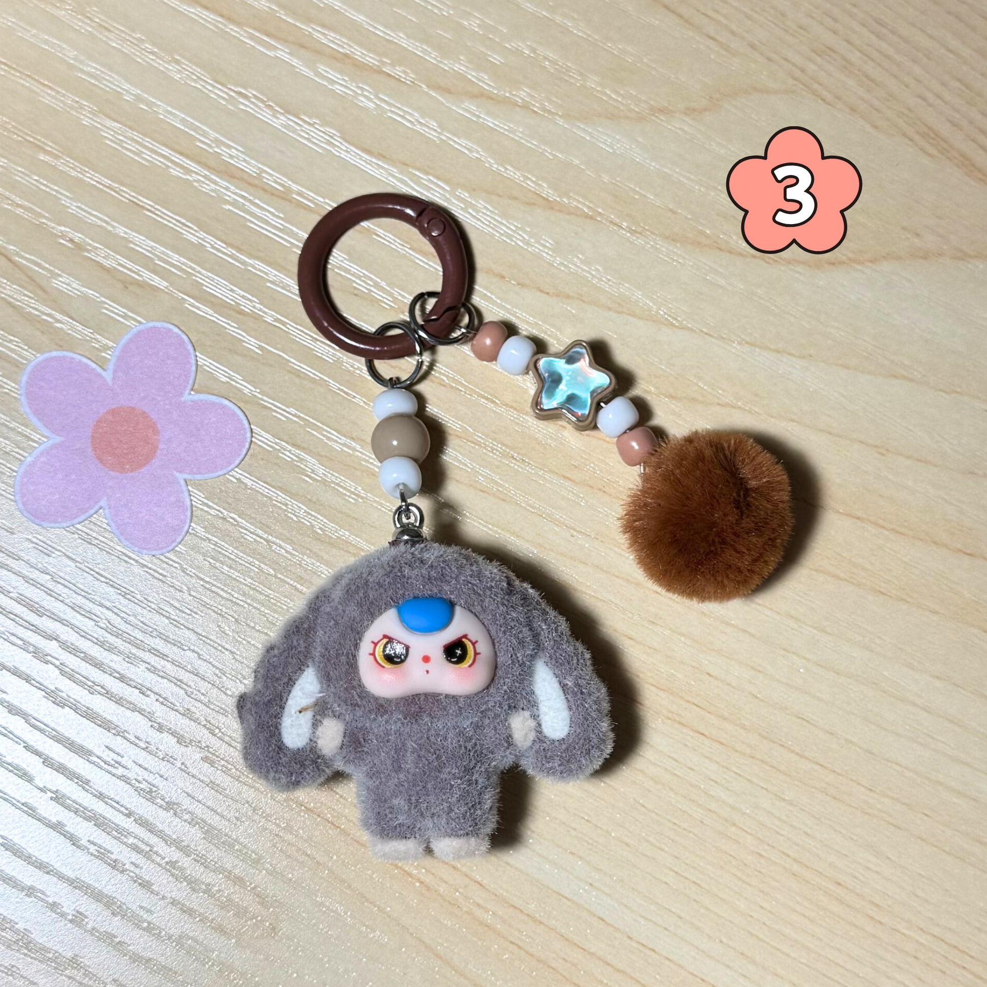 Kawaii Plush Bunny Keychain - BROWN Sunny Sky Studio