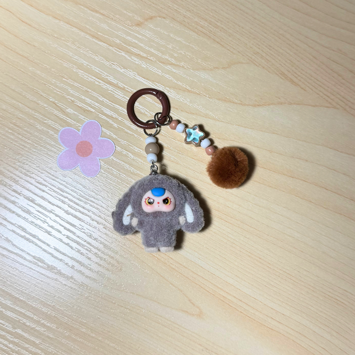 Kawaii Plush Bunny Keychain - BROWN Sunny Sky Studio