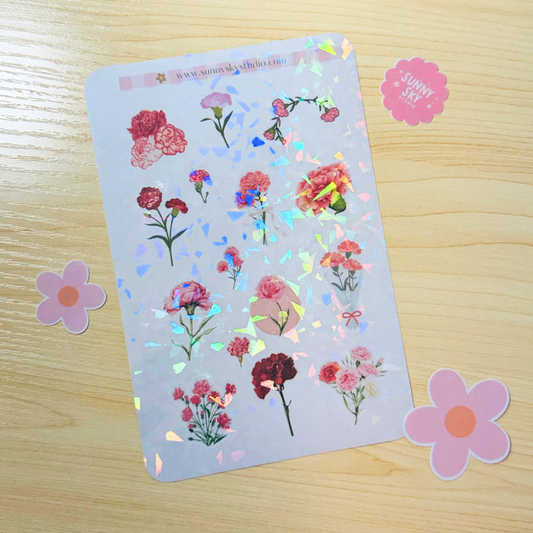 January Birth Flower Sticker Sheet – Carnation Sunny Sky Studio