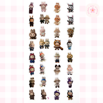 62 Pcs cute Labubu monster plush anime stickers Sunny Sky Studio