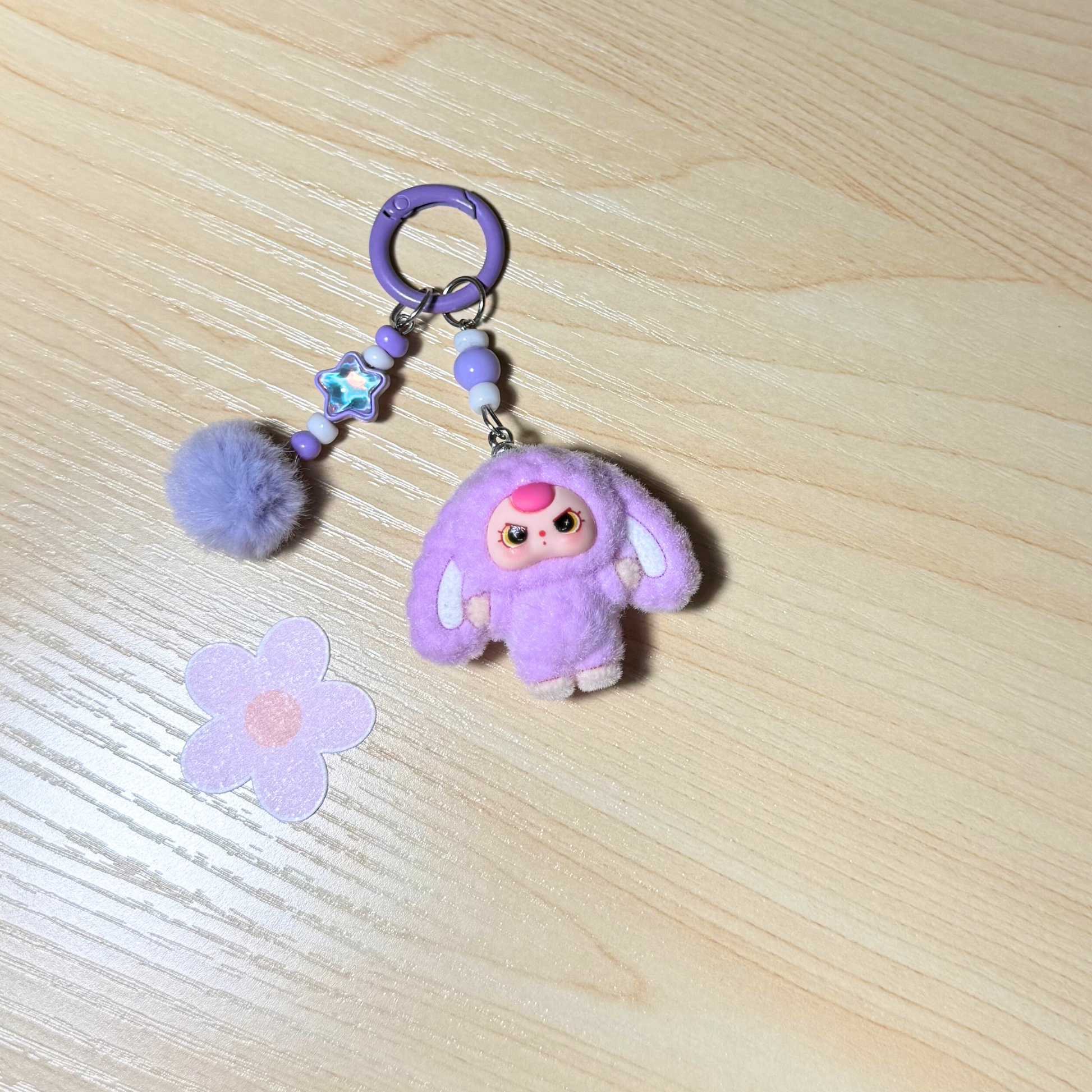 Kawaii Plush Bunny Keychain - PURPLE Sunny Sky Studio