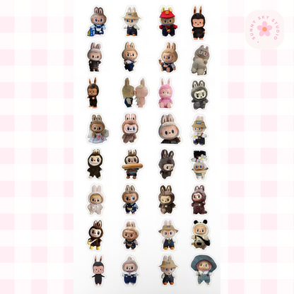 62 Pcs cute Labubu monster plush anime stickers Sunny Sky Studio