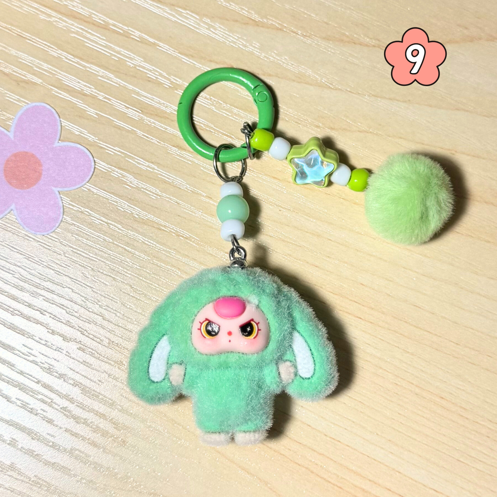 Kawaii Plush Bunny Keychain - GREEN Sunny Sky Studio