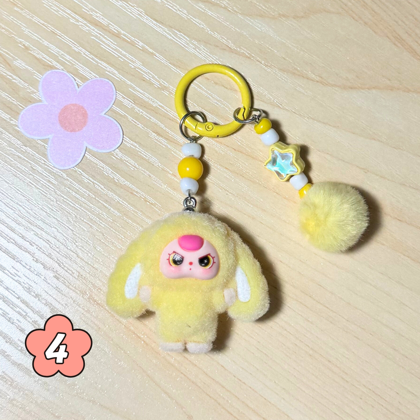 Kawaii Plush Bunny Keychain - YELLOW Sunny Sky Studio