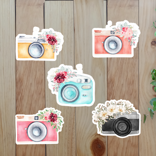 Vintage Camera & Flower Stickers (20-Piece) Sunny Sky Studio