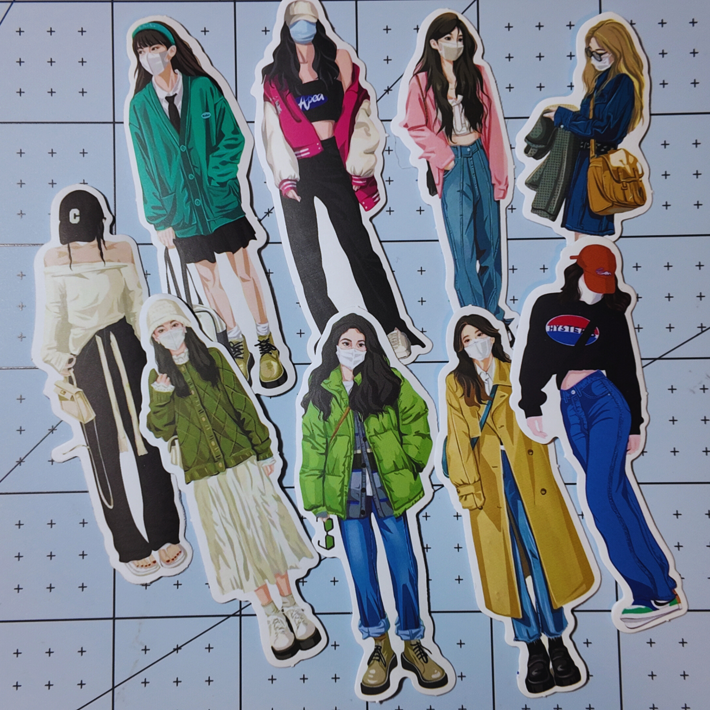 Aesthetic Girl Stickers Wearing Face Masks – Random 10 Pcs | Cute Streetwear Fashion Stickers Sunny Sky Studio
