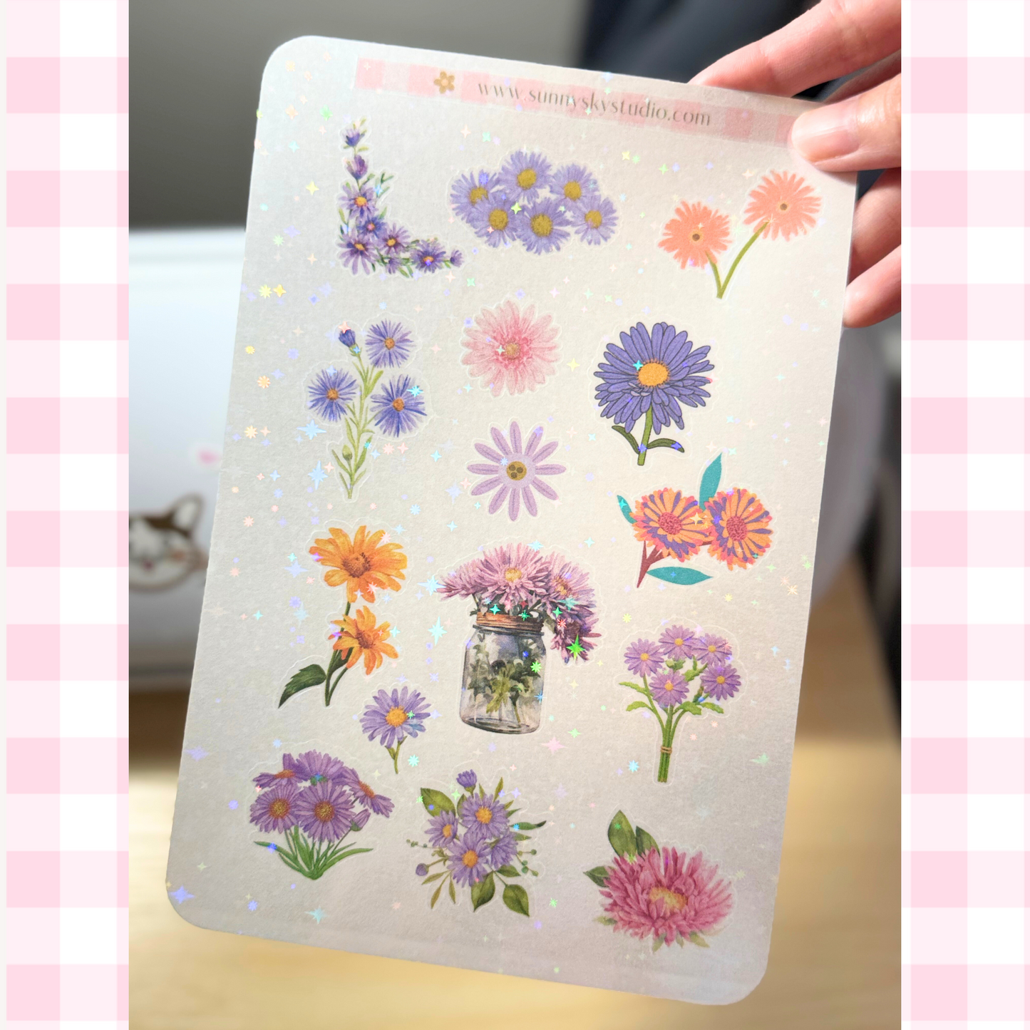 September Birth Flower Holographic Sticker Sheet – Aster Sunny Sky Studio
