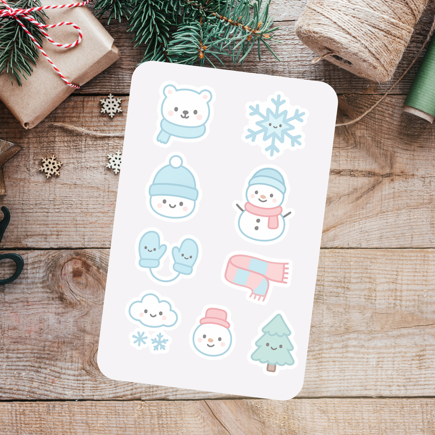 Kawaii Christmas Sticker Sheet 3 Sunny Sky Studio