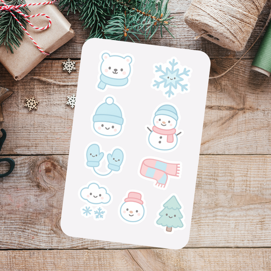 Kawaii Christmas Sticker Sheet 3 Sunny Sky Studio