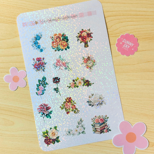 June Birth Flower Holographic Sticker Sheet – Rose Sunny Sky Studio
