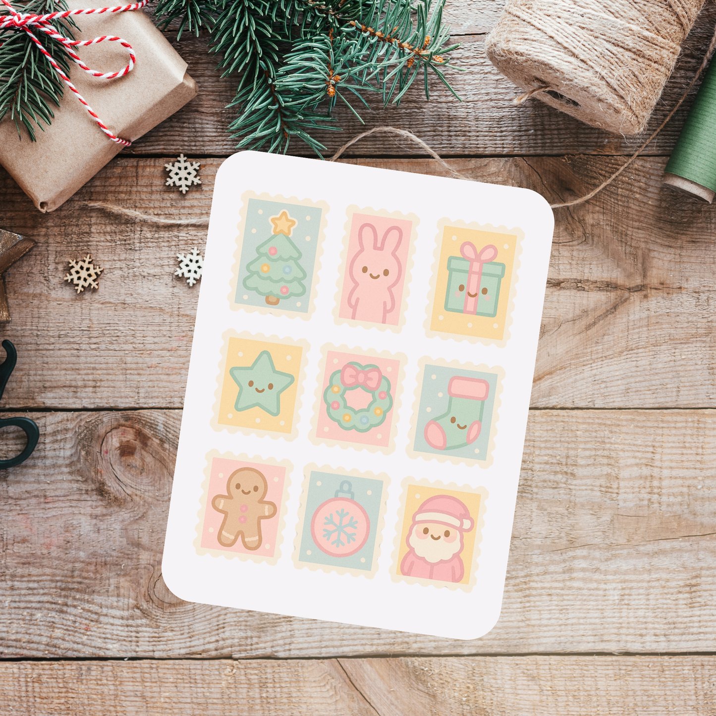 Kawaii Christmas Stamps Sticker Sunny Sky Studio