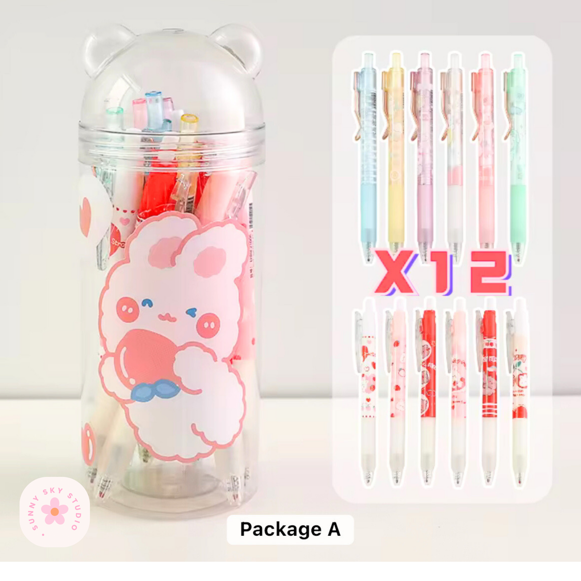 Cartoon Animals Gel Pen Set 12-Piece Sunny Sky Studio