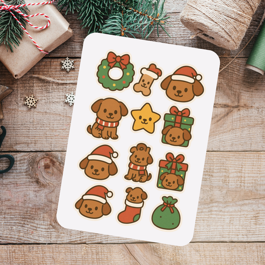 Dog Kawaii Christmas Sticker Sheet Sunny Sky Studio