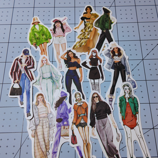 Aesthetic Girl Fashionista Stickers – 10 Pieces | Trendy & Stylish Decor Sunny Sky Studio