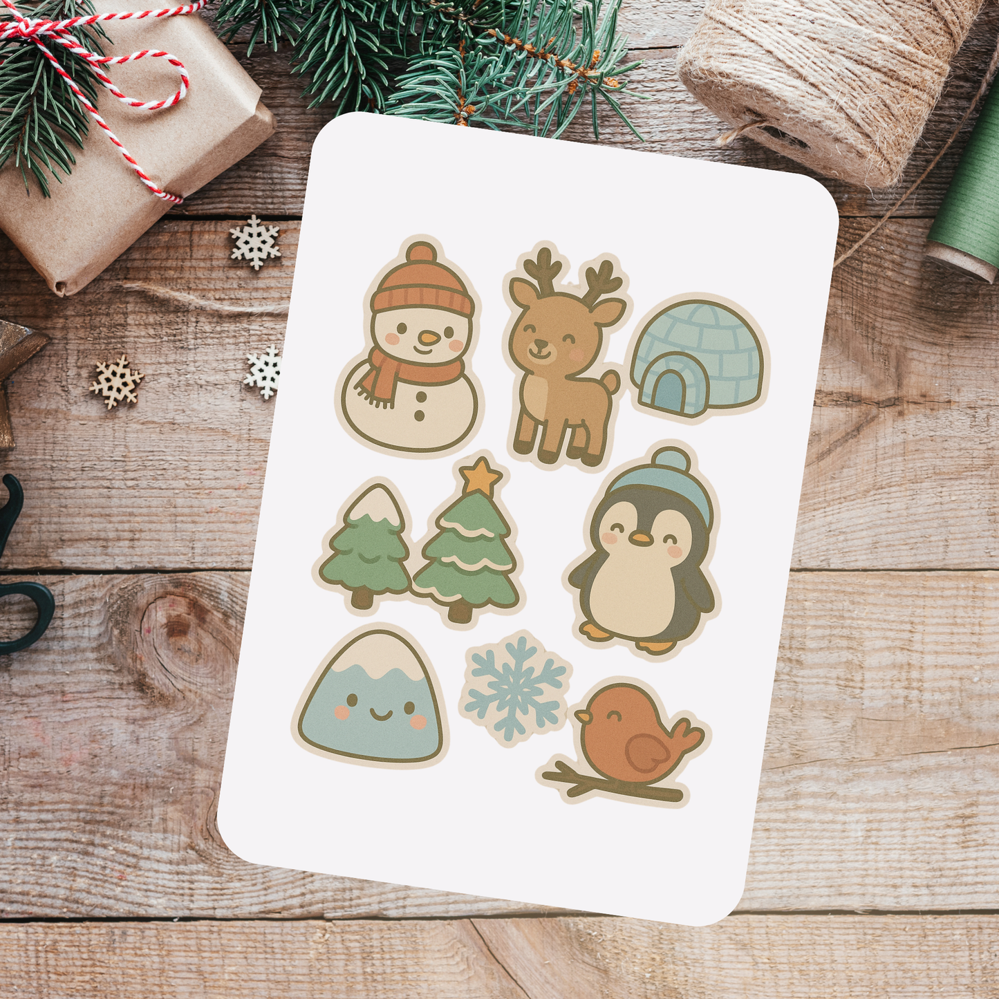 Kawaii Christmas Sticker Sheet 1 Sunny Sky Studio