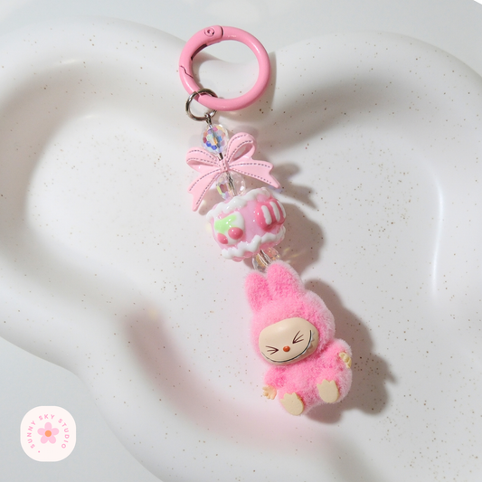 Mini Plush Cartoon Keychain - PINK 2 Sunny Sky Studio
