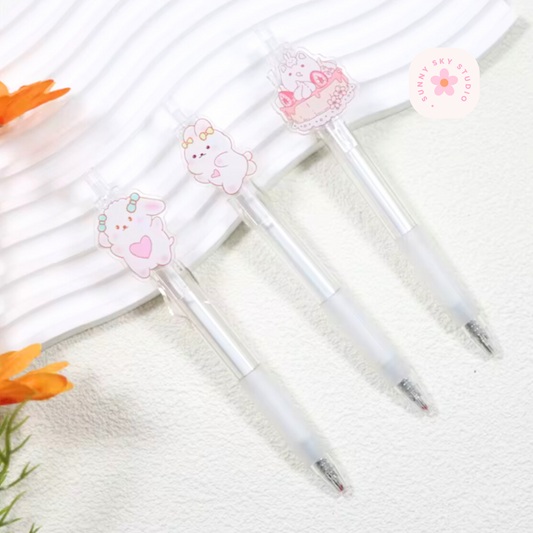 Cartoon Kawaii Gel Pens Set of 5 | 0.5mm Sunny Sky Studio