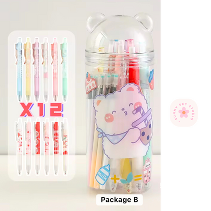 Cartoon Animals Gel Pen Set 12-Piece Sunny Sky Studio