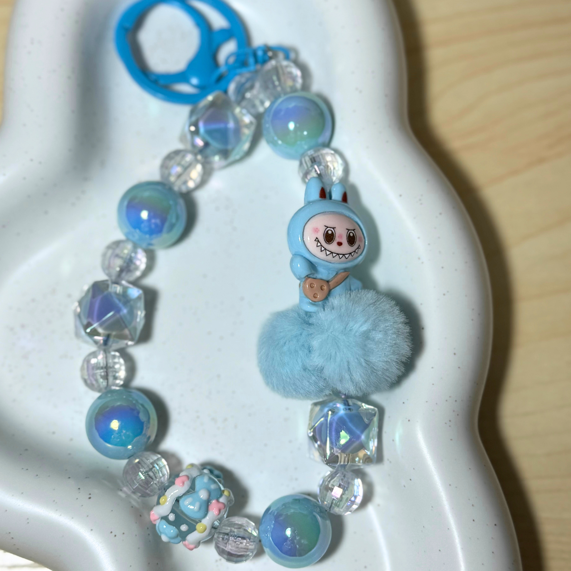 Cartoon Beads Keychain -BLUE Sunny Sky Studio