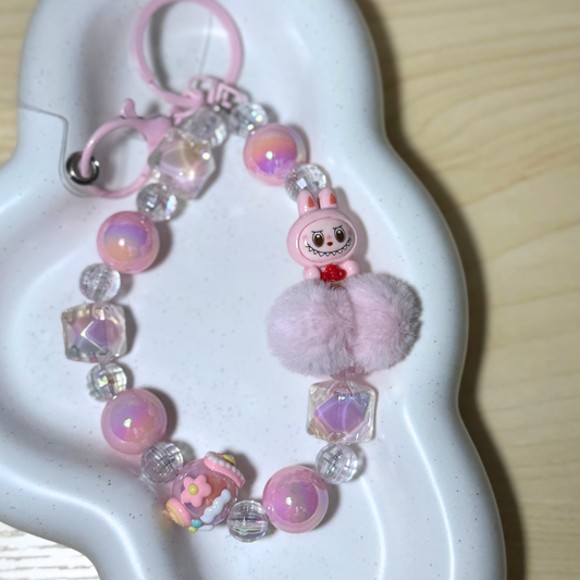 Cartoon Beads Keychain - LIGHT PINK Sunny Sky Studio