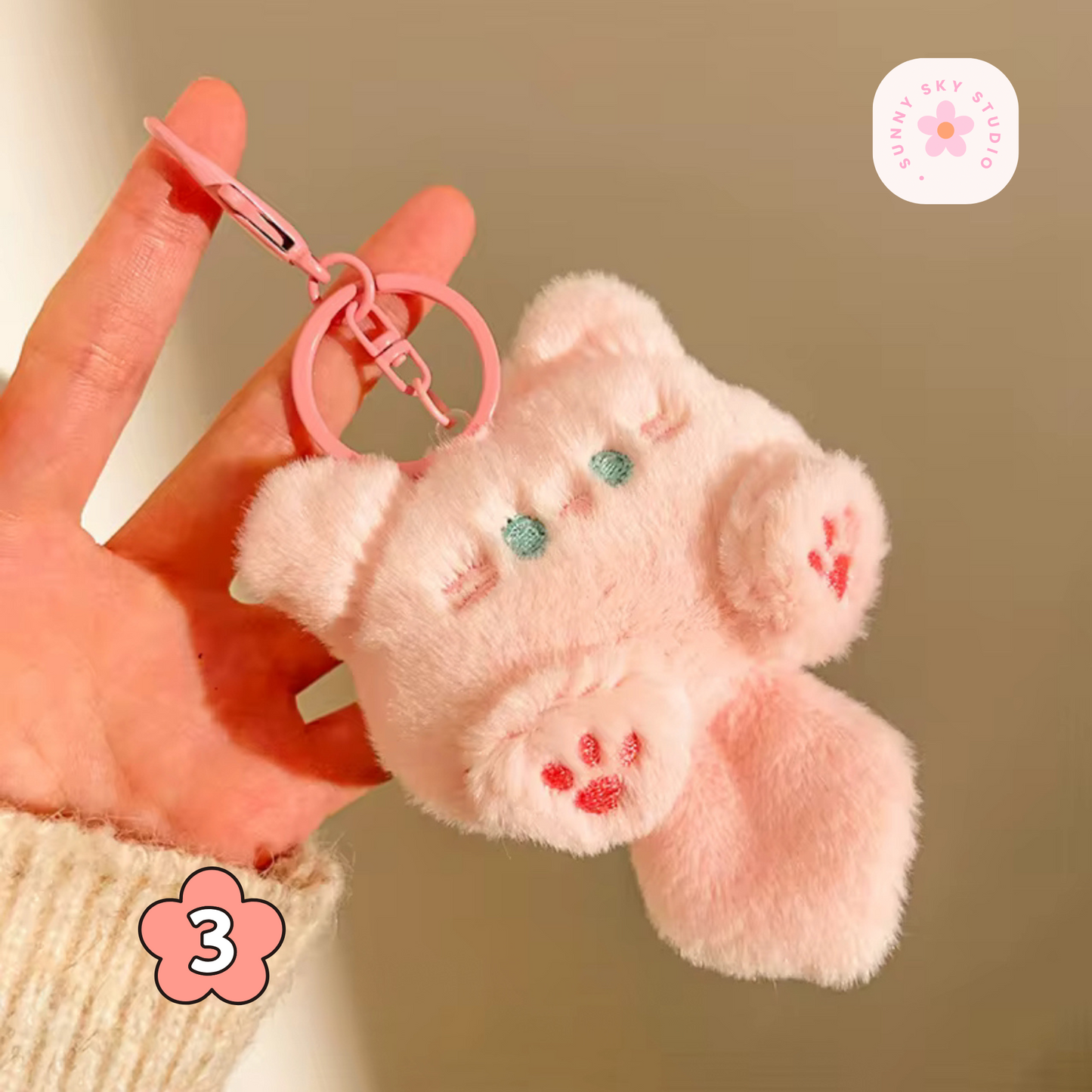 Kawaii Plush Keychain - PINK CAT Sunny Sky Studio