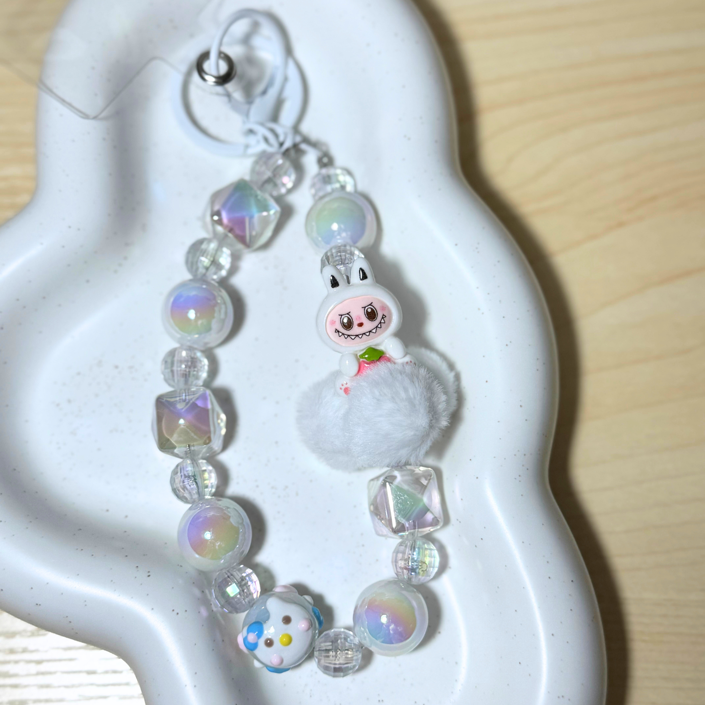 Cartoon Beads Keychain - WHITE Sunny Sky Studio