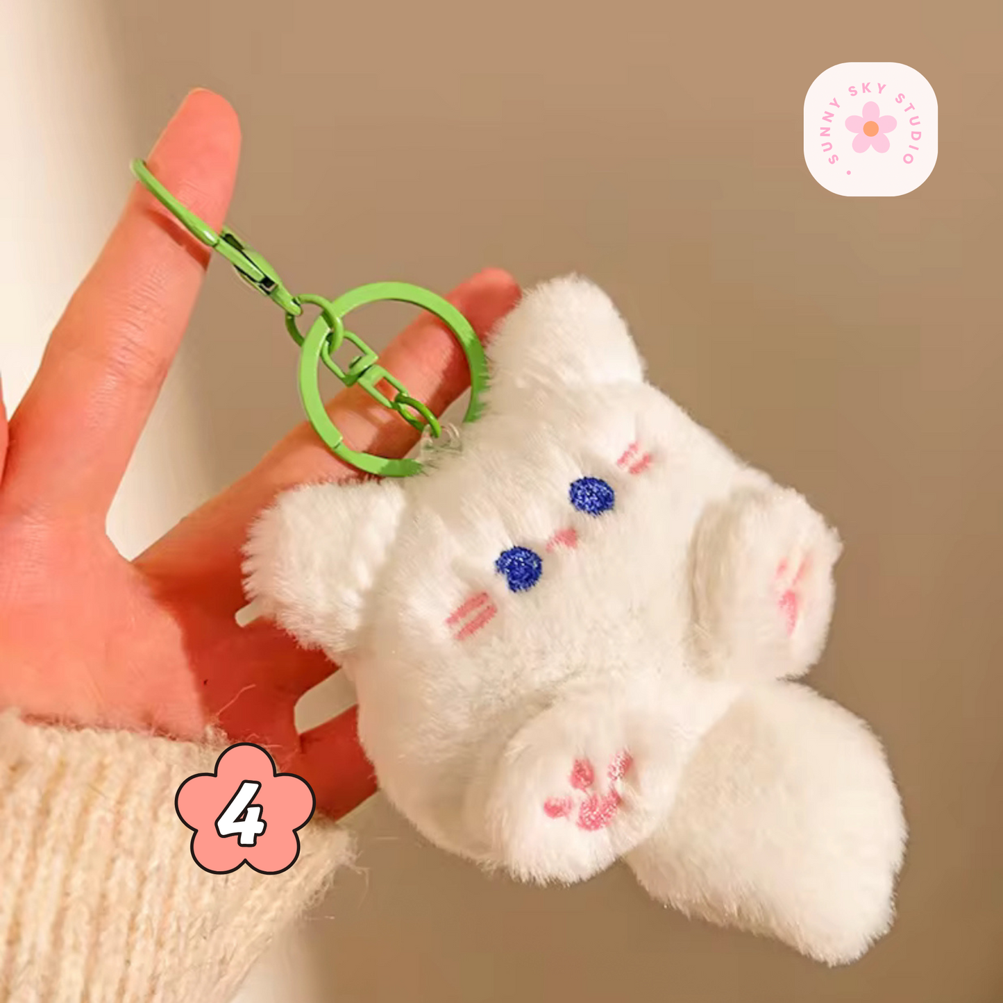 Kawaii Plush Keychain - WHITE CAT Sunny Sky Studio