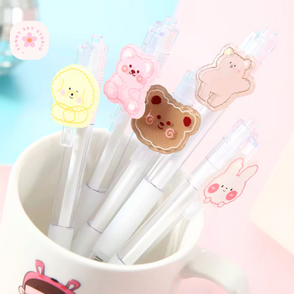 Cartoon Kawaii Gel Pens Set of 5 | 0.5mm Sunny Sky Studio