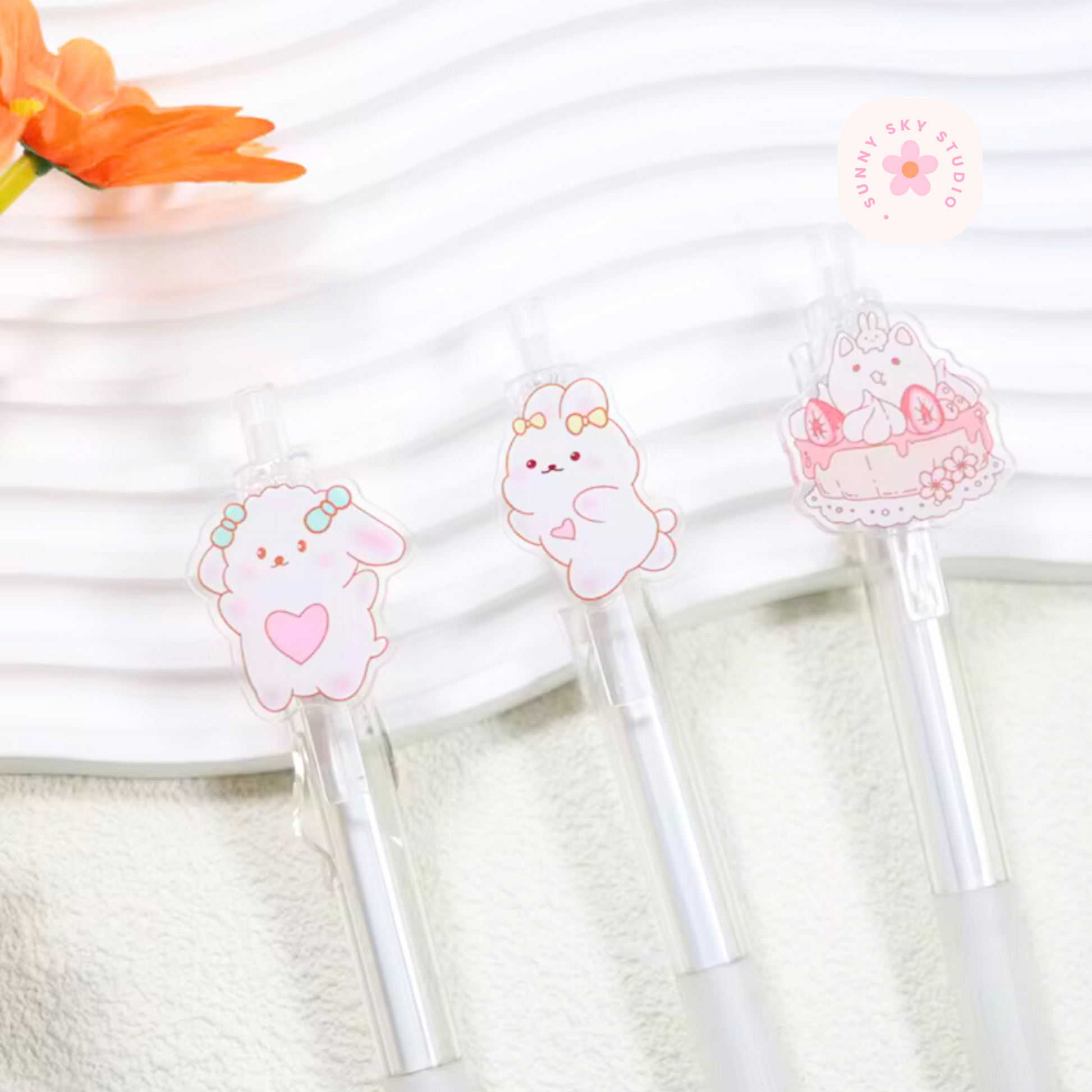 Cartoon Kawaii Gel Pens Set of 5 | 0.5mm Sunny Sky Studio